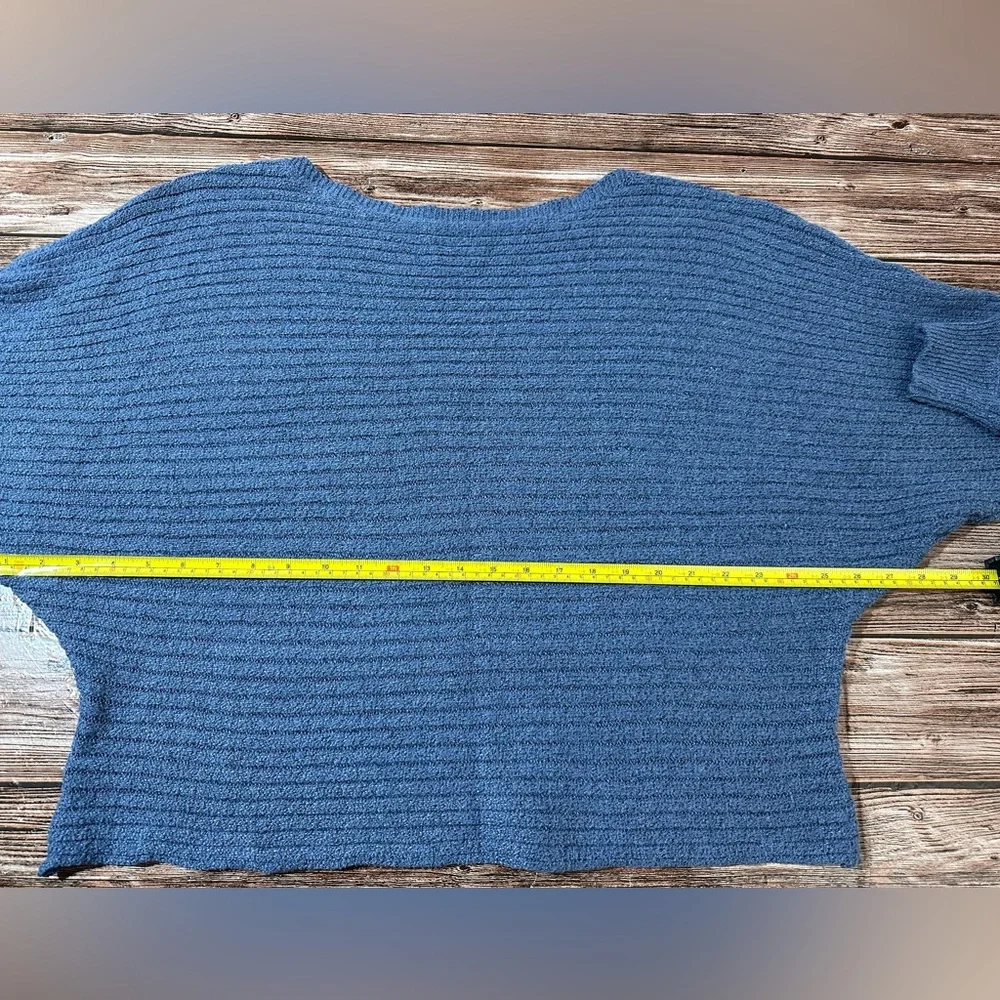 SHEIN Curve Women's 1XL Batwing Ribbed Blue Long Sleeve Sweater | SKU 0755